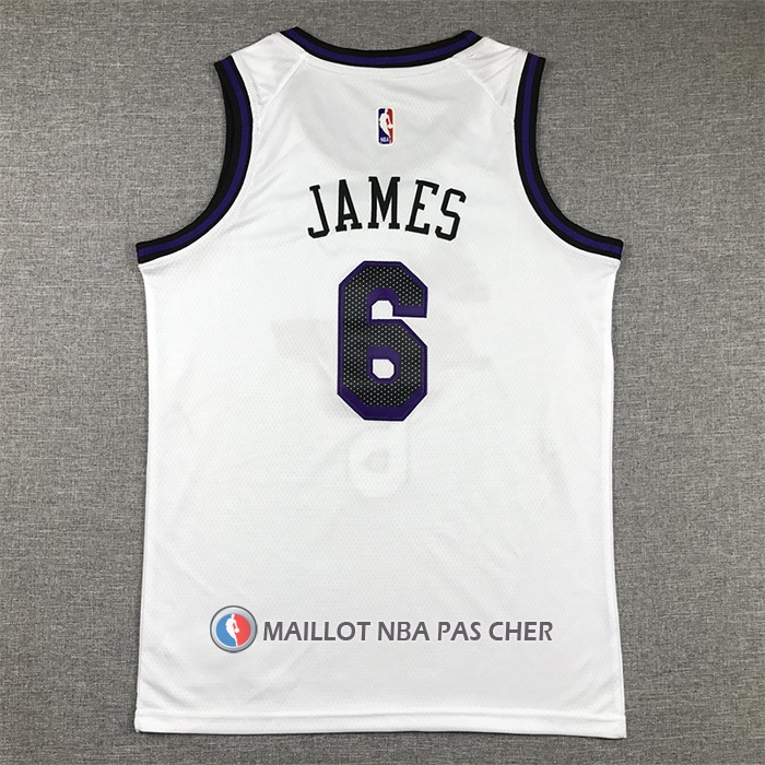 Maillot Enfant Los Angeles Lakers LeBron James NO 6 Ville 2022-23 Blanc